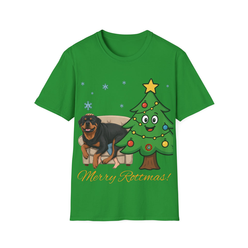 Rottweiler Lounging on Human Lap Christmas T-Shirt