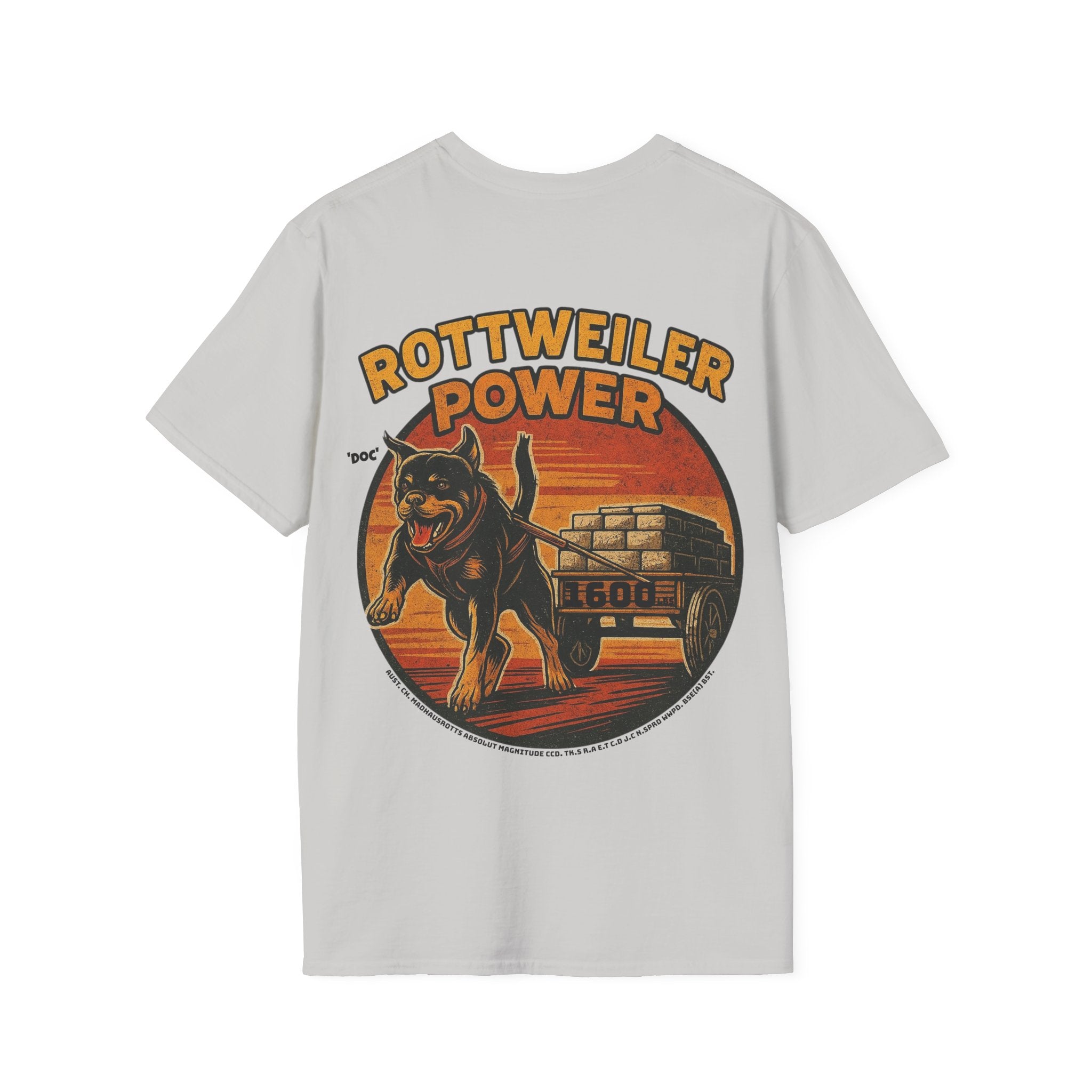 Rottweiler Power 1600lbs graphic T-Shirt | Dog strength illustration