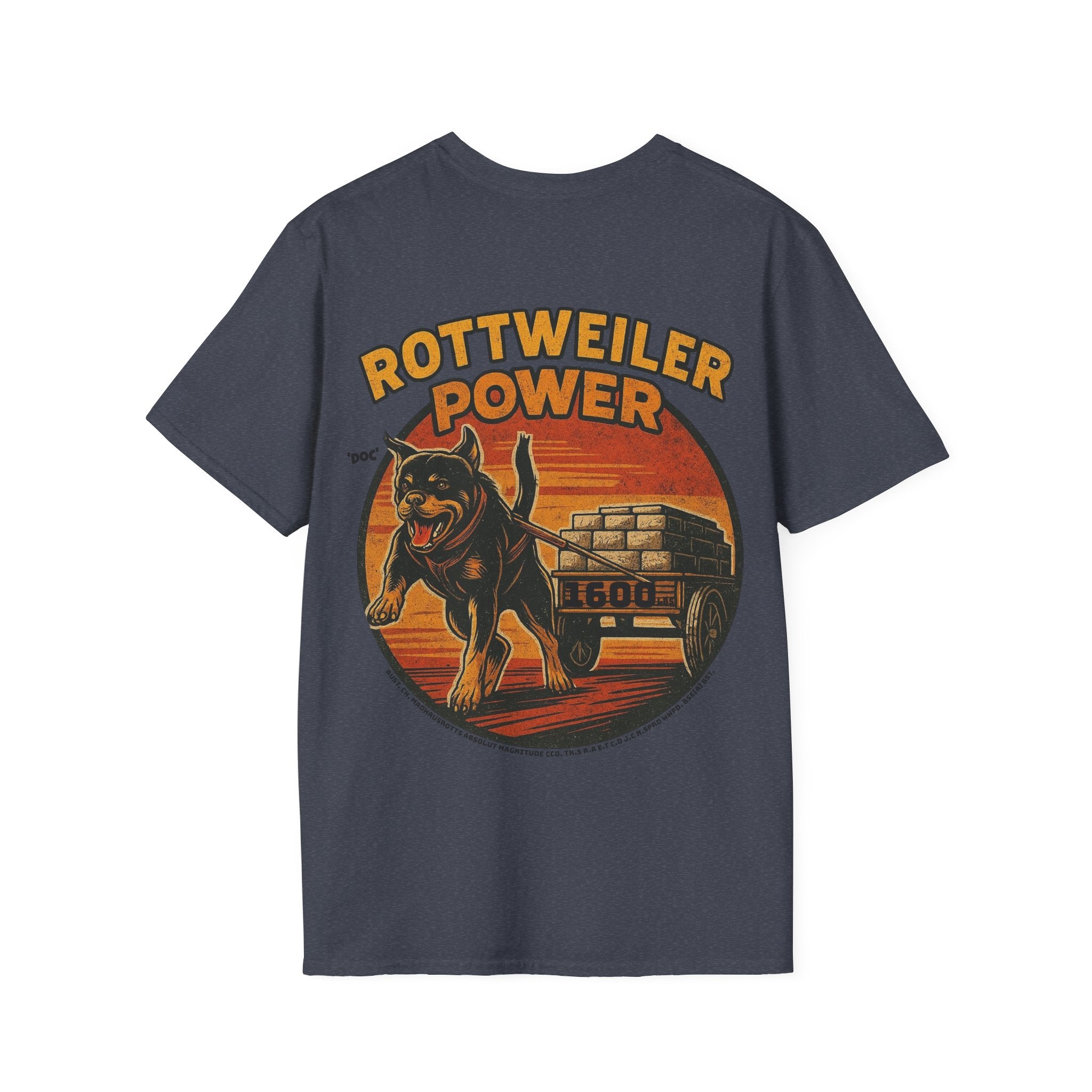 Rottweiler Power 1600lbs graphic T-Shirt | Dog strength illustration