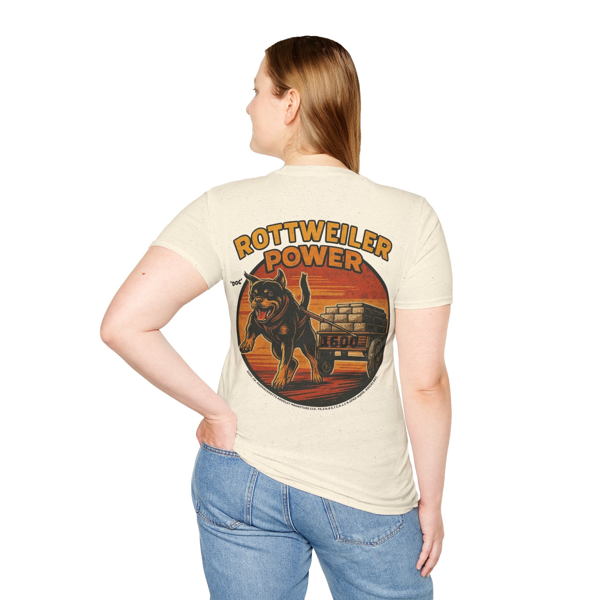 Rottweiler Power 1600lbs graphic T-Shirt | Dog strength illustration