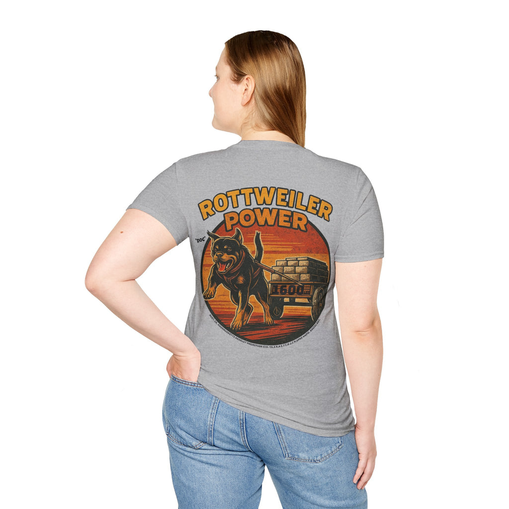 Rottweiler Power 1600lbs graphic T-Shirt | Dog strength illustration
