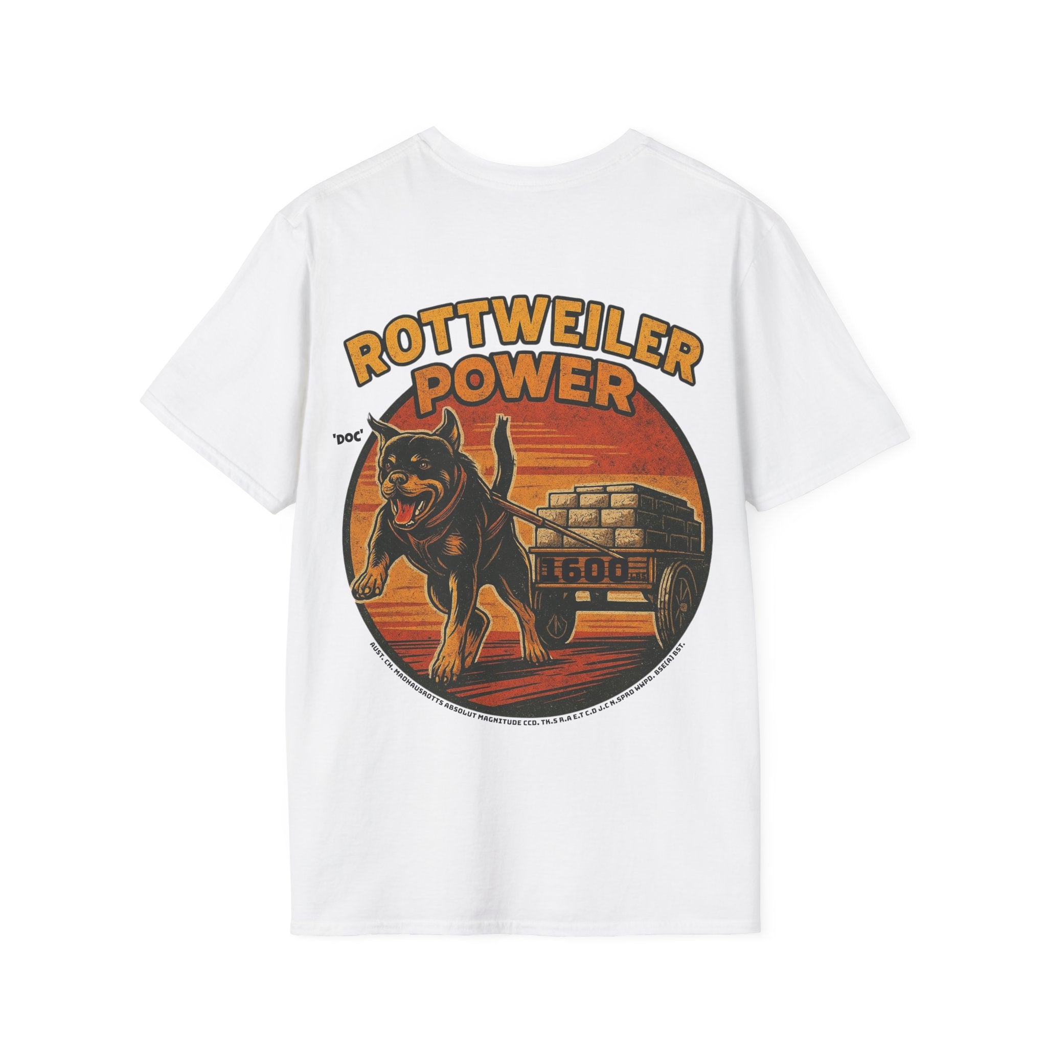 Rottweiler Power 1600lbs graphic T-Shirt | Dog strength illustration