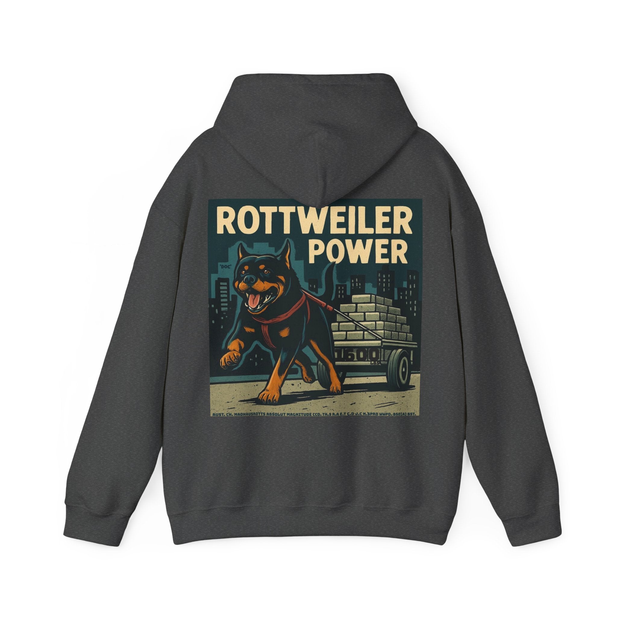 Rottweiler Power Hoodie 1600lbs, Unisex Heavy Blend Sweatshirt, Dog Lover Gift, Animal Lover Apparel, Pet Owner Hoodie, Casual Streetwear