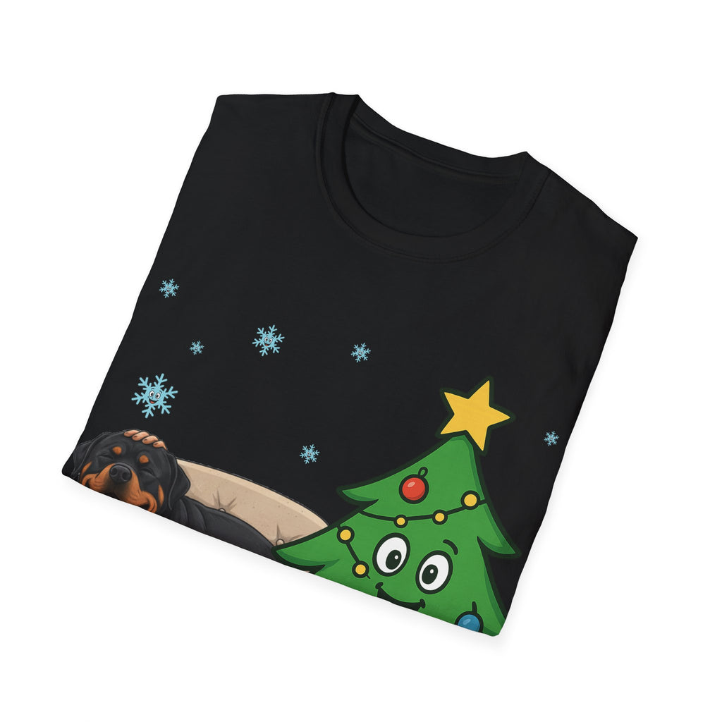 Rottweiler Lounging on Human Lap Christmas T-Shirt