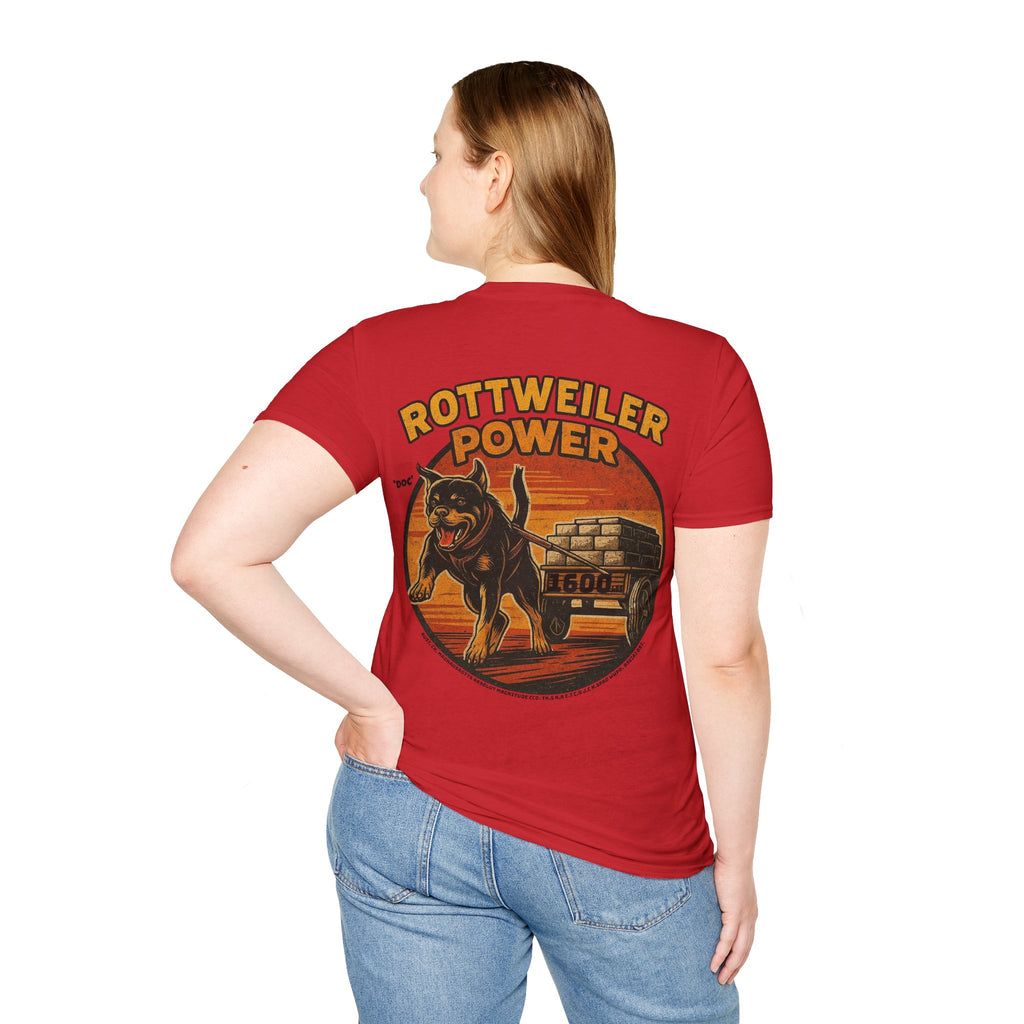 Rottweiler Power 1600lbs graphic T-Shirt | Dog strength illustration