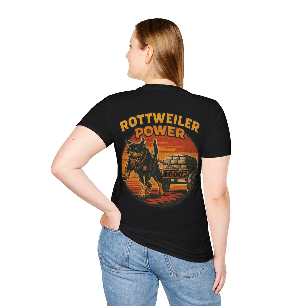 Rottweiler Power 1600lbs graphic T-Shirt | Dog strength illustration